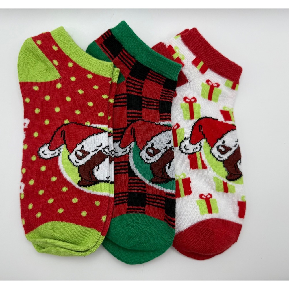 Buc-ee's Mens Womens Cute Christmas Character Ankle Socks 3 Pair Set Holiday Fun